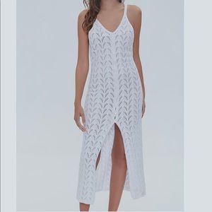 Sexy Pointelle Knit Midi Dress